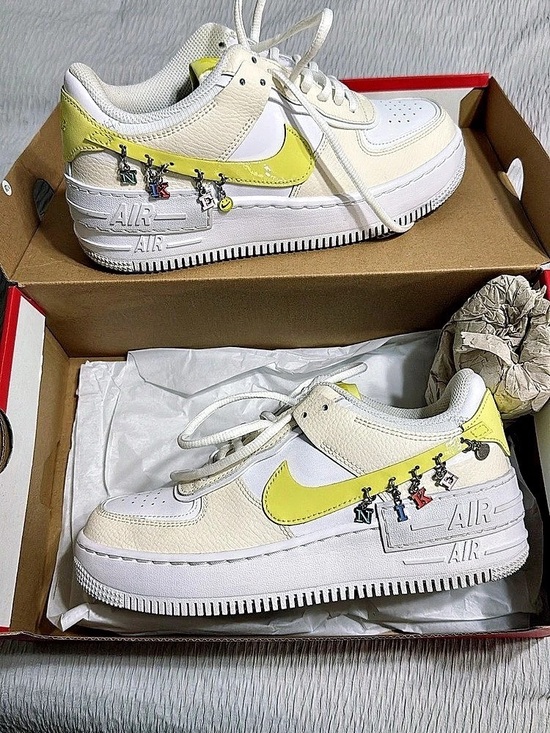 Nike Shoes - Nike Air Force 1 Low Sneakers in White & Yellow US 9 Like New
